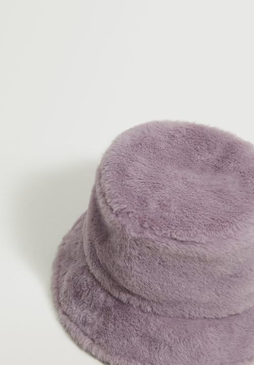 MANGO - Faux-fur bucket hat - purple