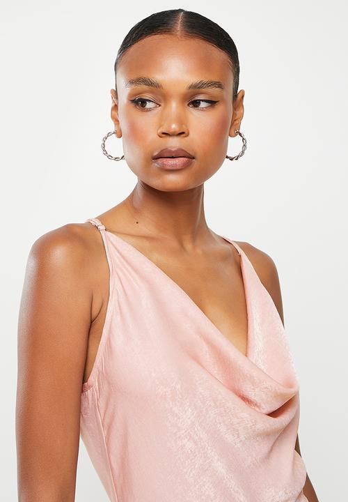 Missguided - Satin cowl neck x back dress - pink