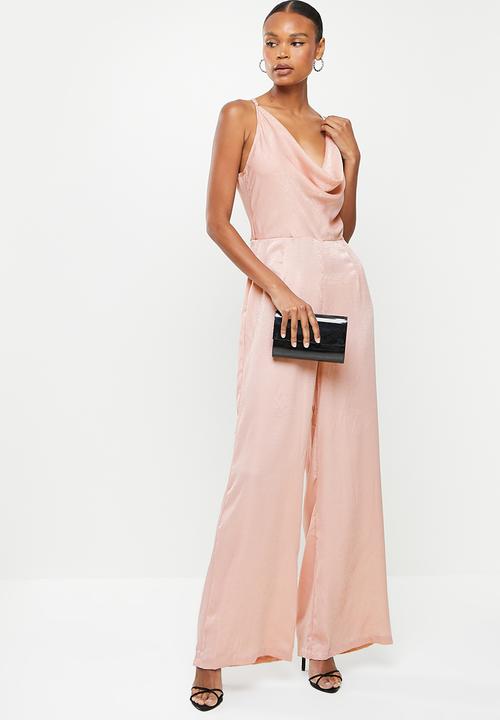Missguided - Satin cowl neck x back dress - pink