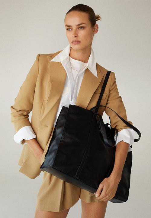 MANGO - Double handle shopper bag - black