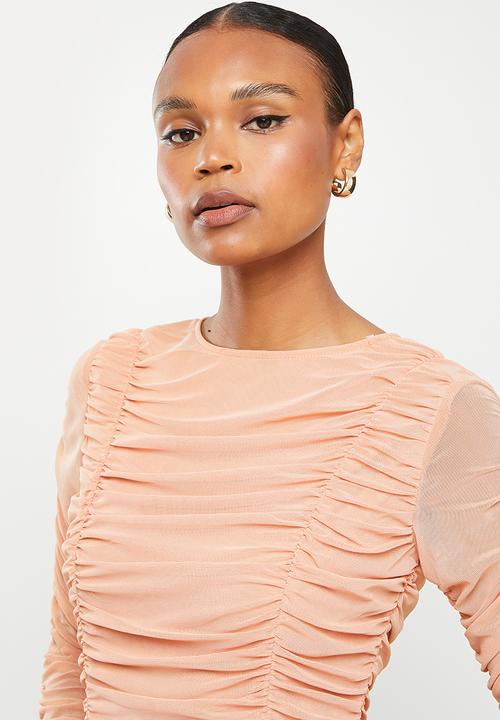 Missguided - All over ruched panel mini dress - stone