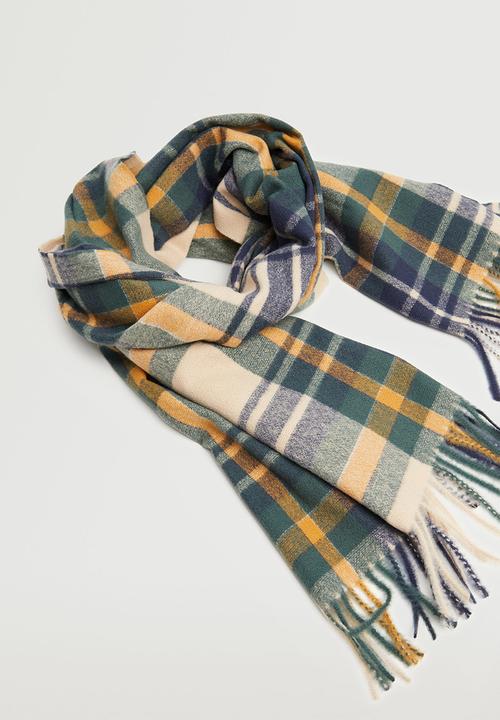 MANGO - Check knit scarf - yellow