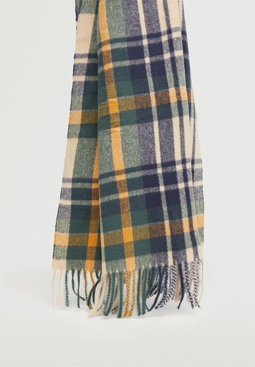 MANGO - Check knit scarf - yellow