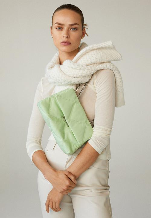 MANGO - Quilted chain bag - lime