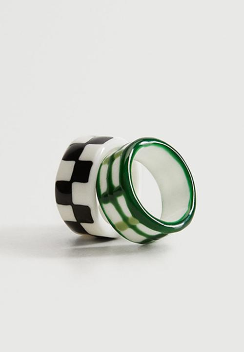 MANGO - Combination rings set - green