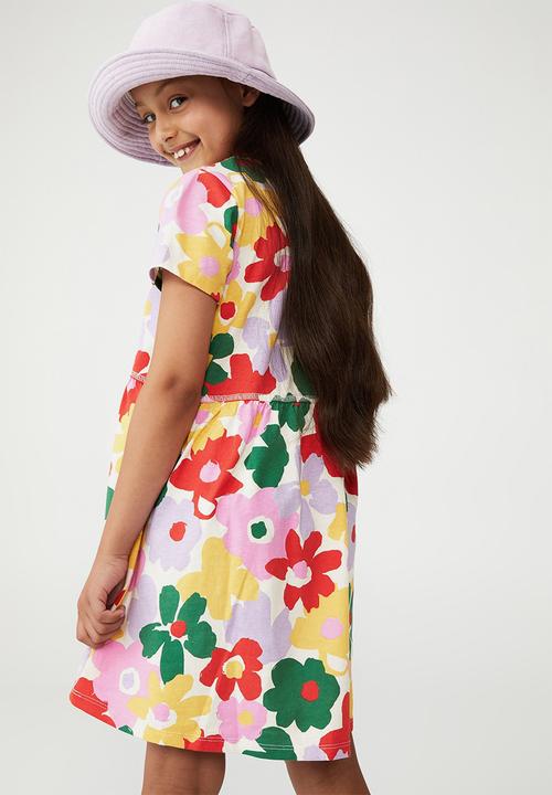 Cotton On - Freya short sleeve dress - dark vanilla/santorini floral