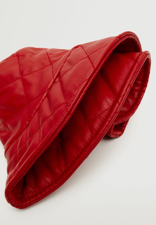 MANGO - Leather effect bucket hat - red