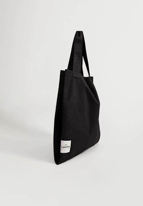 MANGO - Cotton shopper bag - black