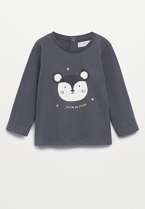 MANGO - T-shirt ratoli - charcoal