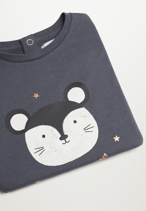 MANGO - T-shirt ratoli - charcoal