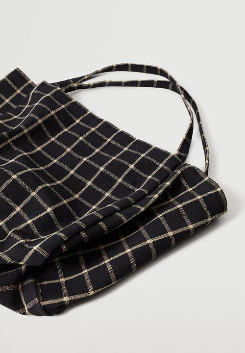 MANGO - Check shopper bag -  black