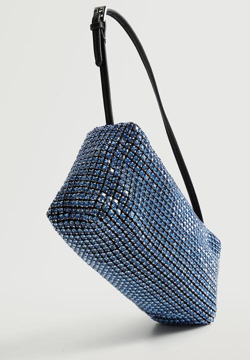MANGO - Rhinestone crystal purse - blue