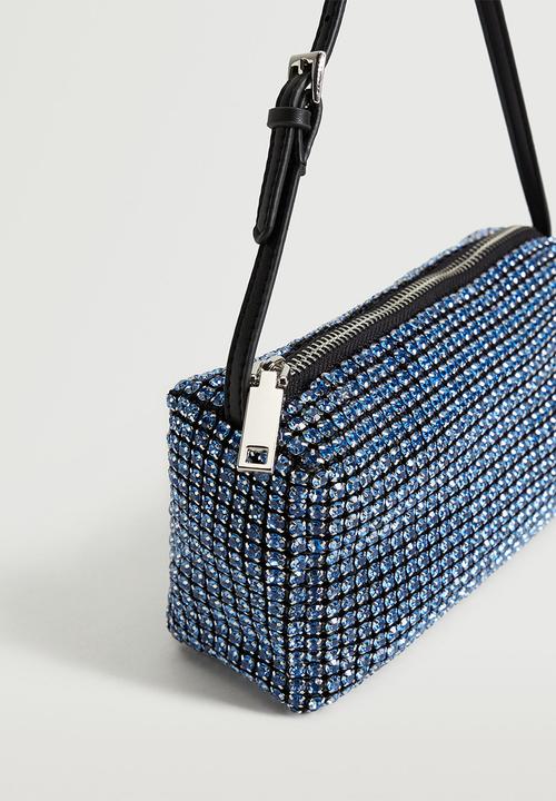 MANGO - Rhinestone crystal purse - blue