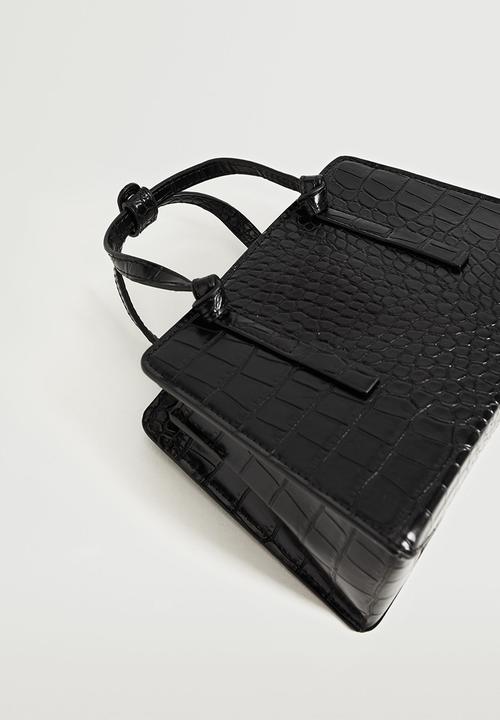 MANGO - Croc-effect mini bag - black
