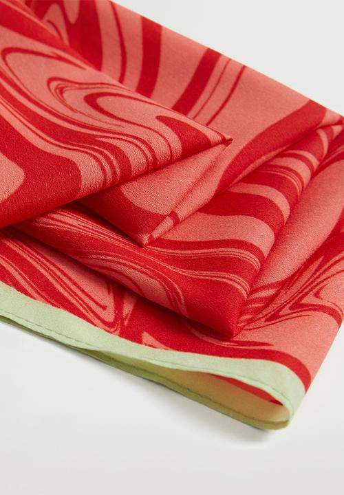 MANGO - Marbled print scarf - red
