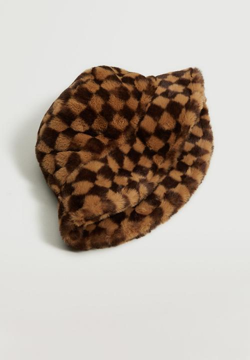 MANGO - Checked bucket hat - brown