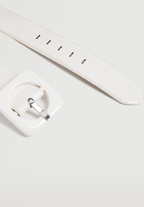 MANGO - Square buckle belt - white