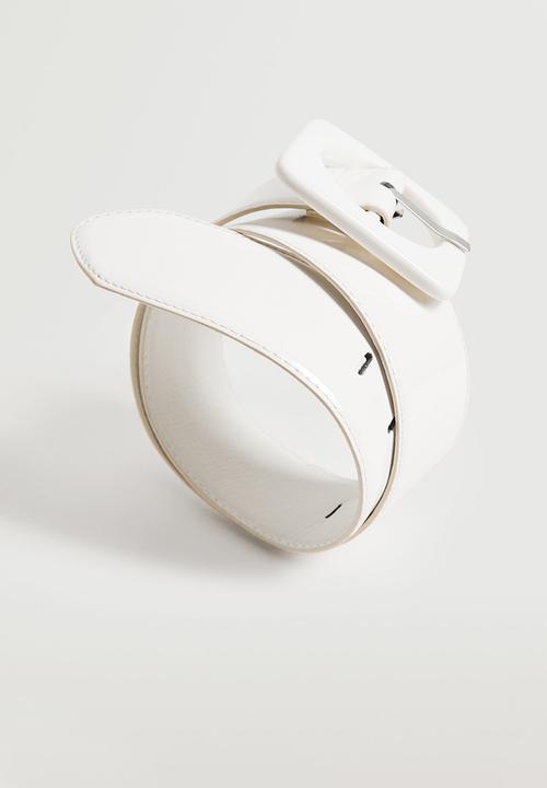 MANGO - Square buckle belt - white