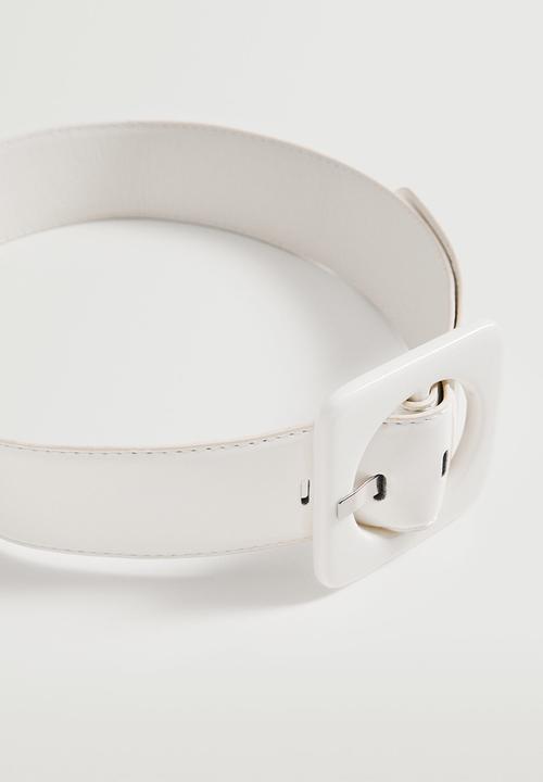 MANGO - Square buckle belt - white