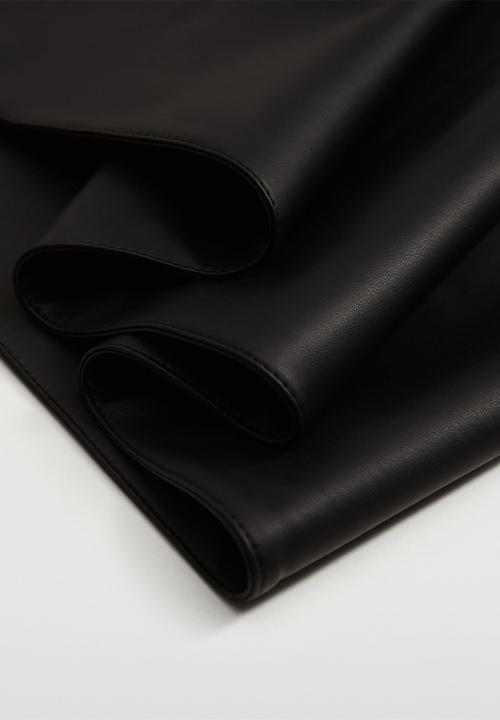 MANGO - Faux leather scarf -  black