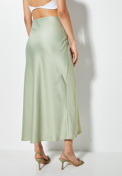 Superbalist - Long midi slip skirt - light sage