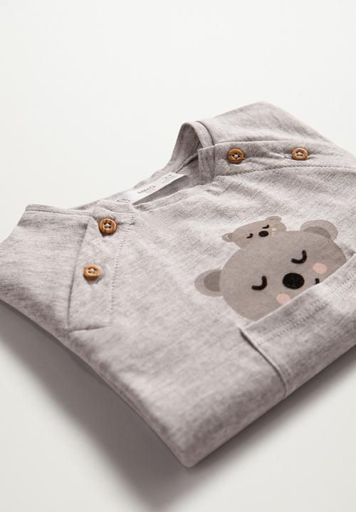 MANGO - T-shirt pocket - grey
