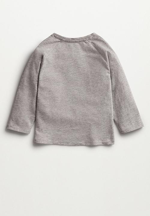 MANGO - T-shirt pocket - grey