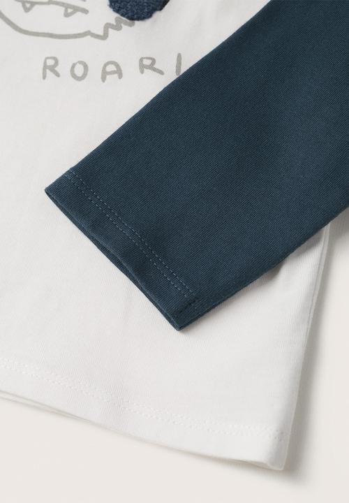 MANGO - T-shirt cascos - white & navy 