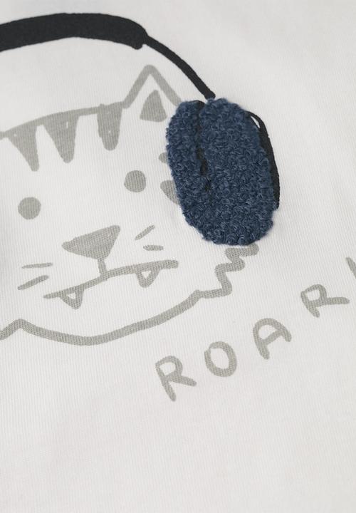 MANGO - T-shirt cascos - white & navy 