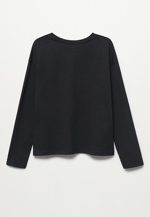 MANGO - T-shirt trust - black
