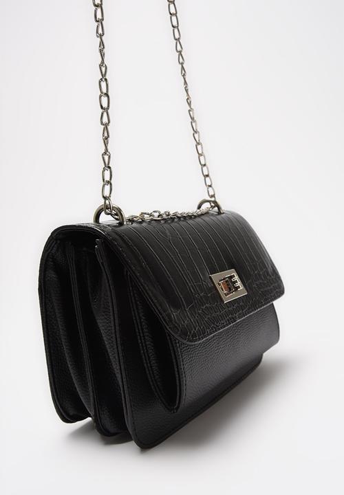 Trendyol - Faux croc detail crossbody bag - black