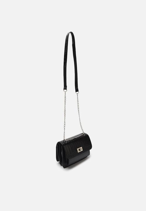 Trendyol - Faux croc detail crossbody bag - black
