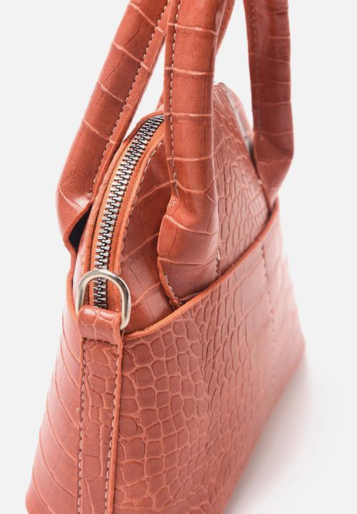 Trendyol - Faux croc top handle bag - pink