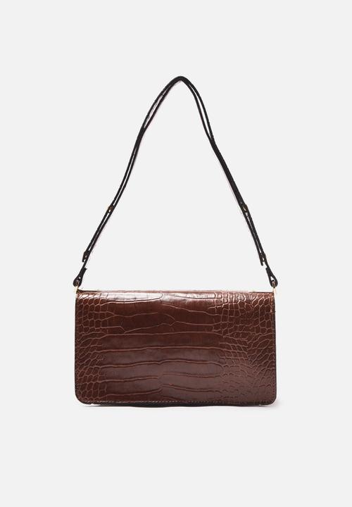 Trendyol - Faux croc underarm bag - tobacco
