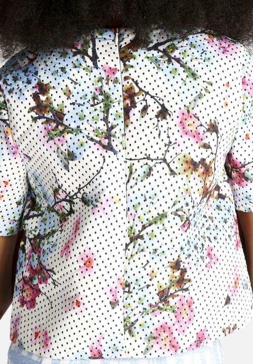 Dahlia - Spot and Flower Boxy Top