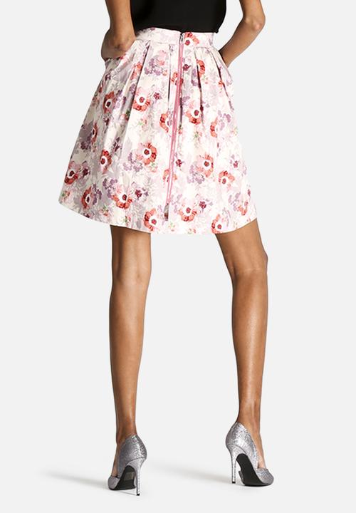 Dahlia - Floral Skirt with Zip Back Detail