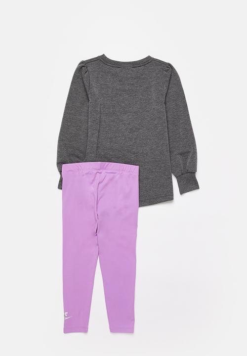 Nike - Nkg sportswear fleece legging set - grey & purple