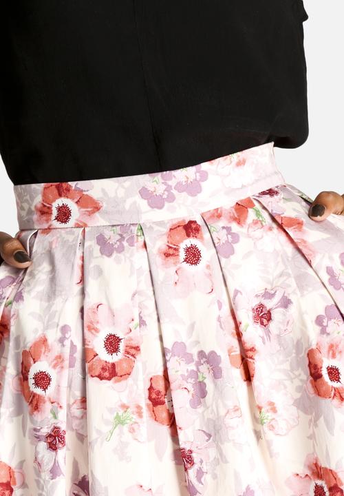 Dahlia - Floral Skirt with Zip Back Detail