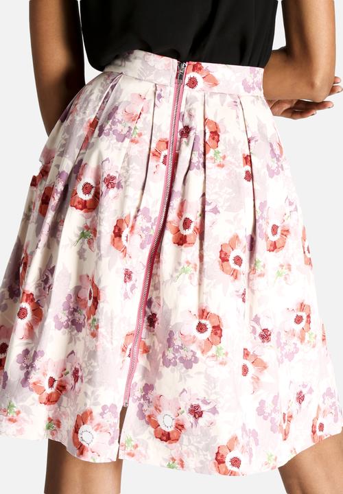 Dahlia - Floral Skirt with Zip Back Detail