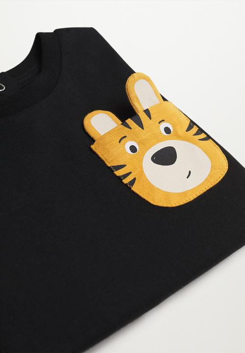 MANGO - T-shirt tiger - black