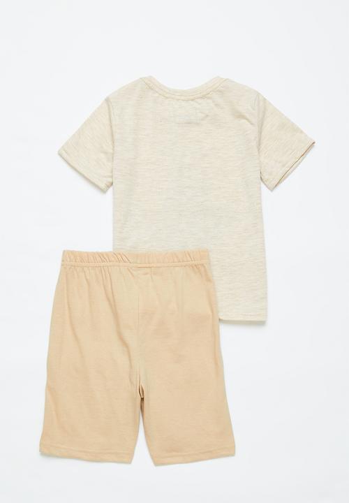 Pop Candy - Boys tee & shorts pj set - neutral