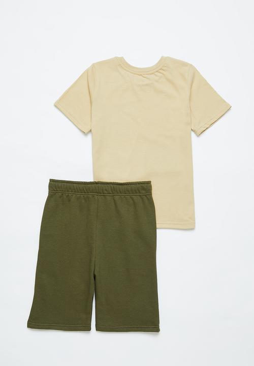 Superbalist Kids - Boys tee & shorts set - stone & fatigue