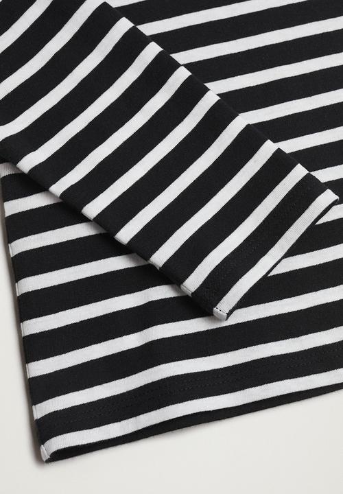 MANGO - T-shirt stripes - black