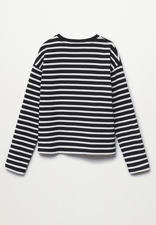 MANGO - T-shirt stripes - black