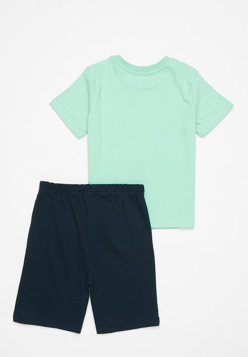 Pop Candy - Boys tee & shorts pj set - blue & navy