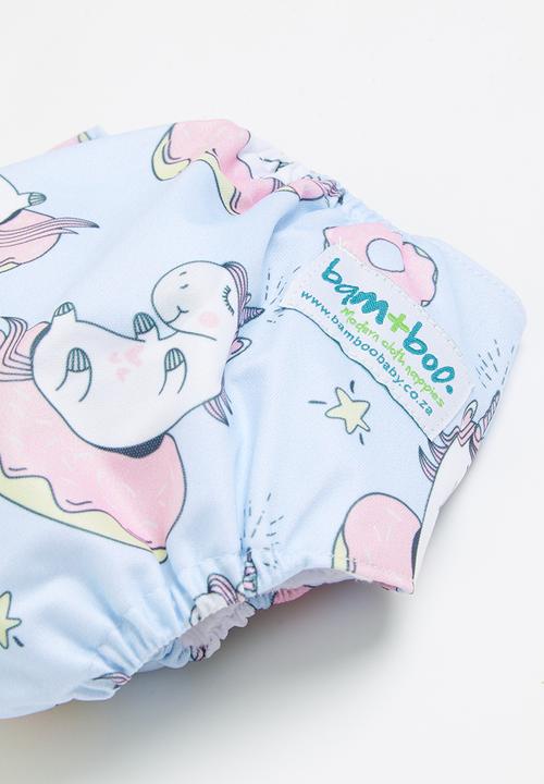Bamboo Baby - Newborn all in one nappy - unicorn print 