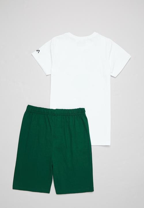 Superbalist Kids - Boys nasa tee & shorts pj set - white & green