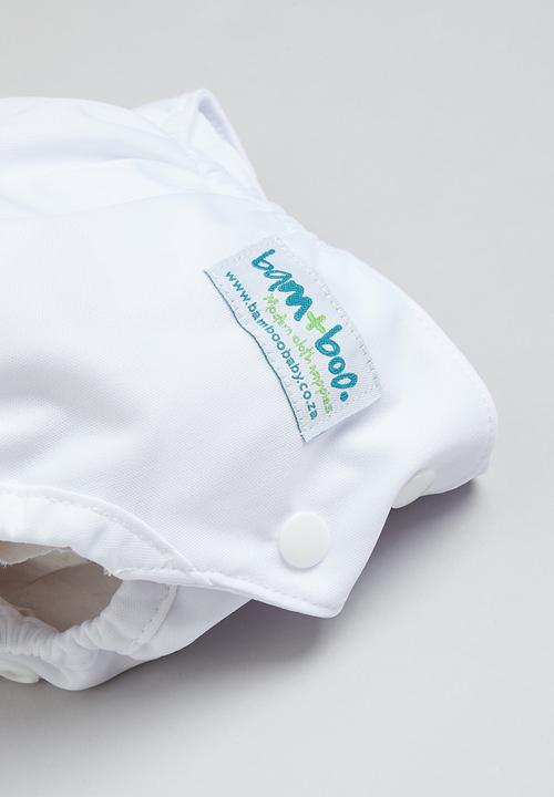 Bamboo Baby - Newborn waterproof cover - snap waist - white