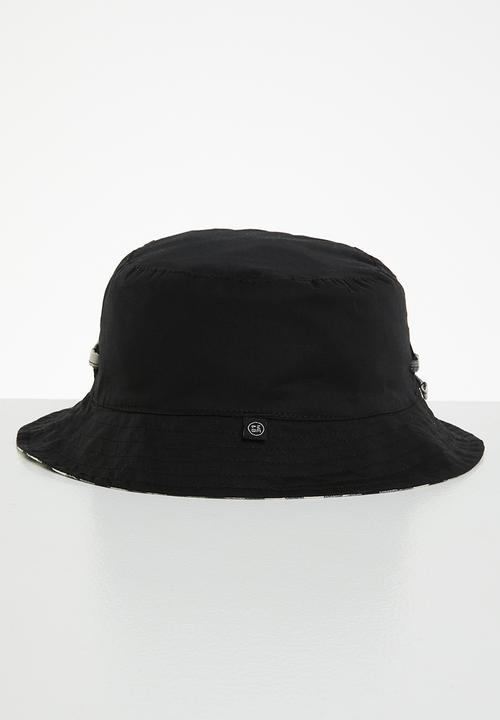 Me&B - Reversable bucket hat with large ties - black ginham