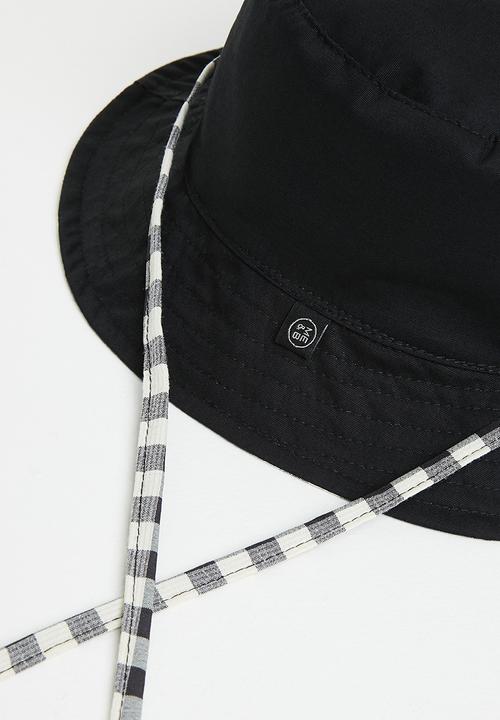 Me&B - Reversable bucket hat with large ties - black ginham